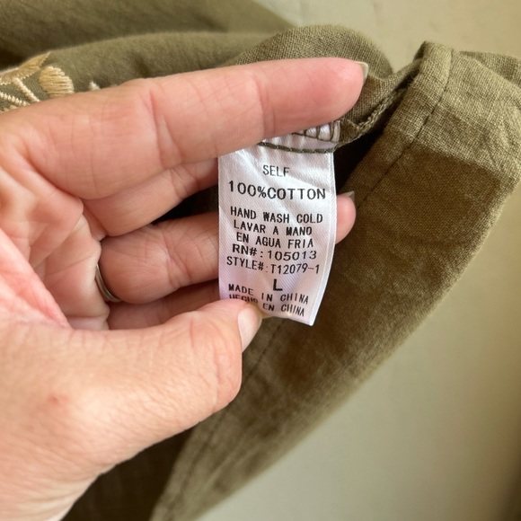 Savanna Jane nwt babydoll shirred waist boho embroidered top LG Peasant feminine - Picture 6 of 9